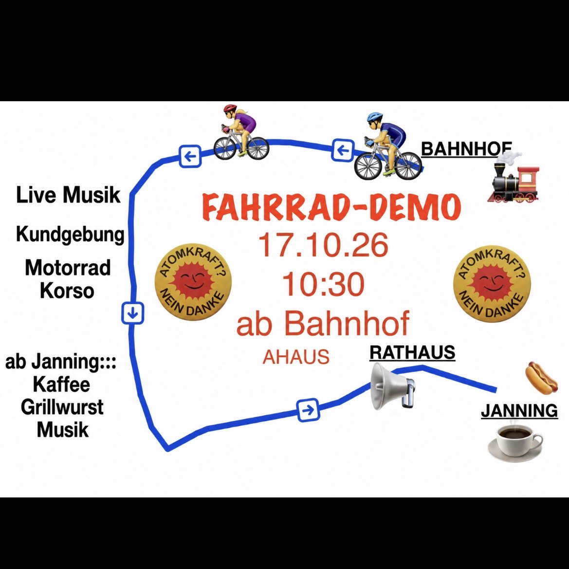Die Route der Fahrrad-Demo
